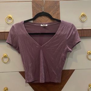 Purple V Neck Crop Top